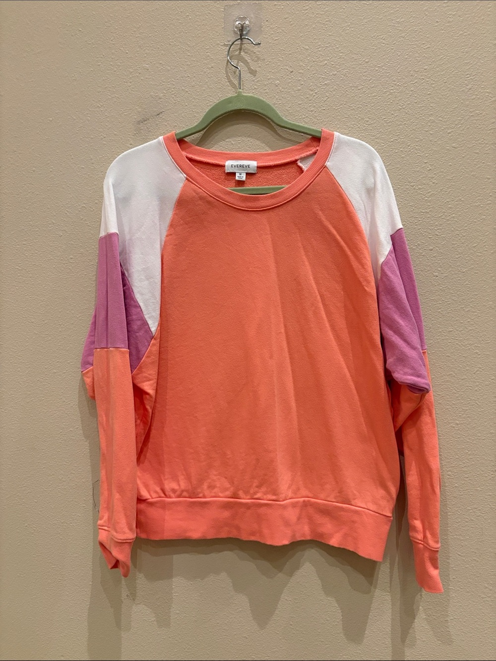 Evereve Coral, White & Pink Colorblock Pullover Sweatshirt